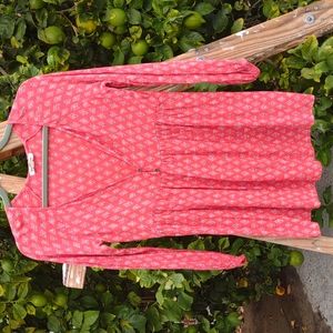 Billabong Rayon Boho Print Mini Dress Long Puff Sleeves XS